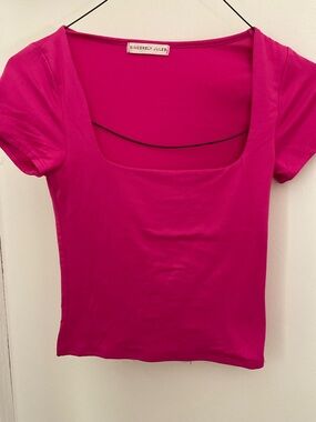 Sincerely Jules Hot Pink Scoop Neck Short Sleeve Top